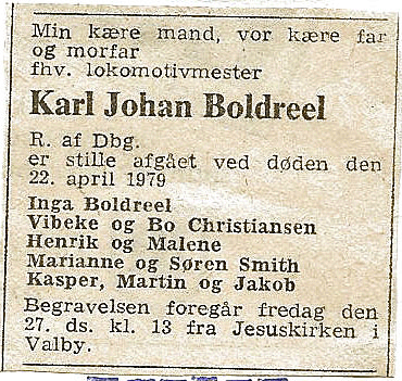 Karl Johan Boldreel Dodsannonce